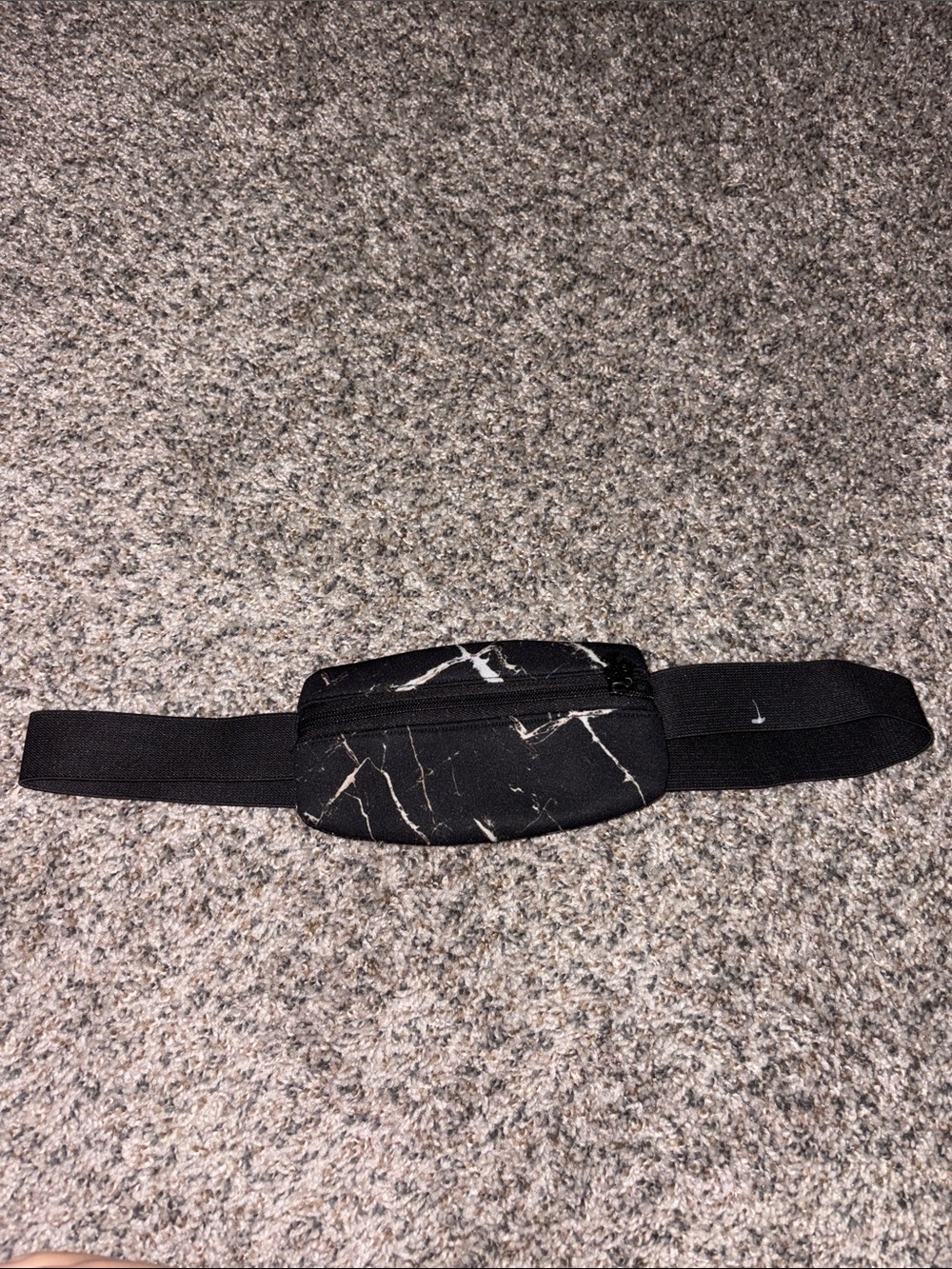 Black Marble-Print Waist Pack Satchel